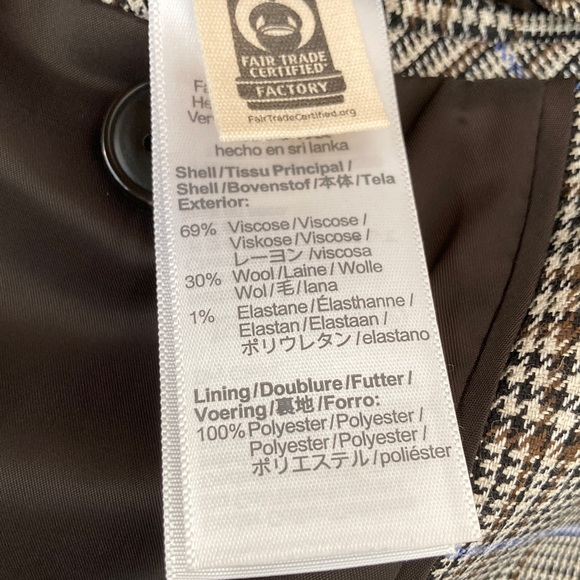 Madewell Italian Wool Fabric Houndstooth Plaid Blazer w/Contrast Felted Collar - Picture 15 of 16